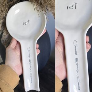 . Rae Dunn Black & Off White Spoon Rest